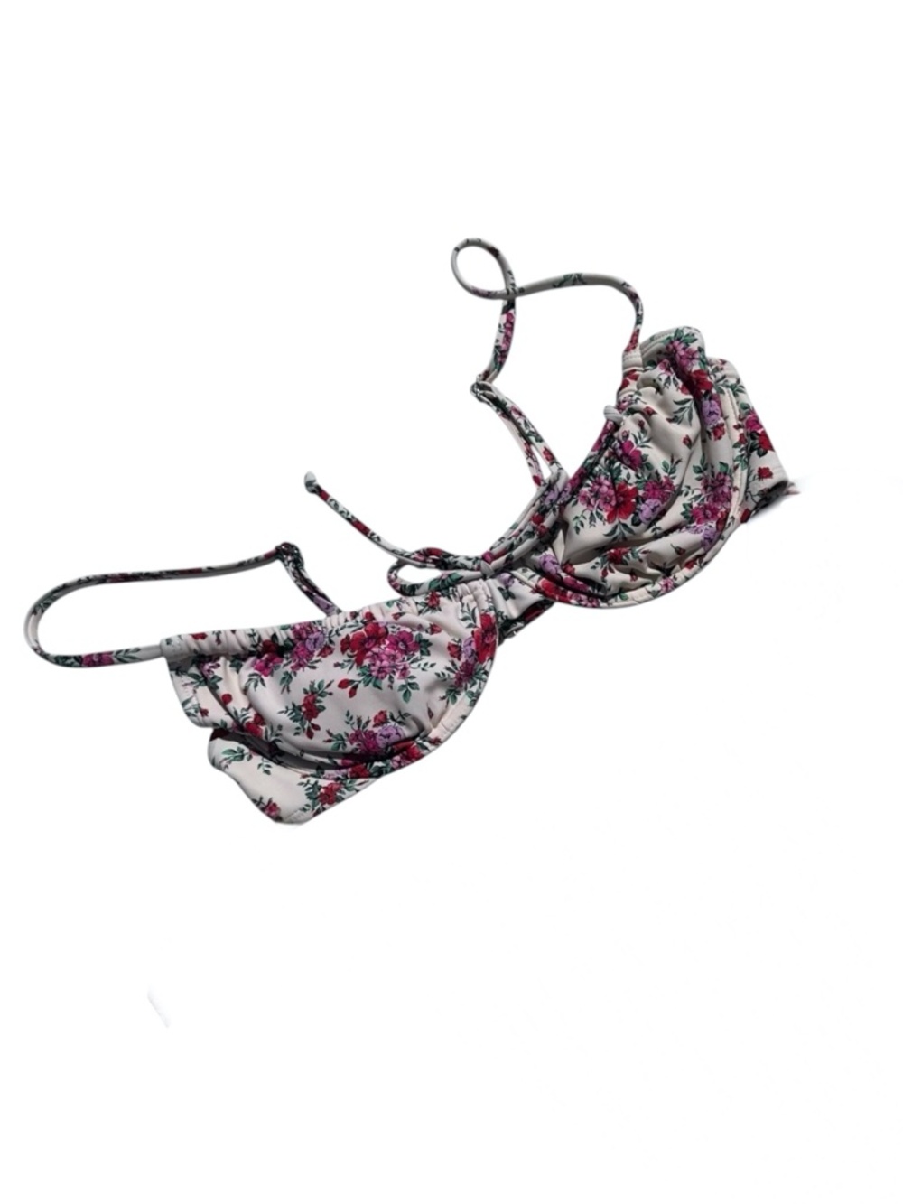 Wild Fable Floral Underwire Bikini Top XS White Pink NWOT
